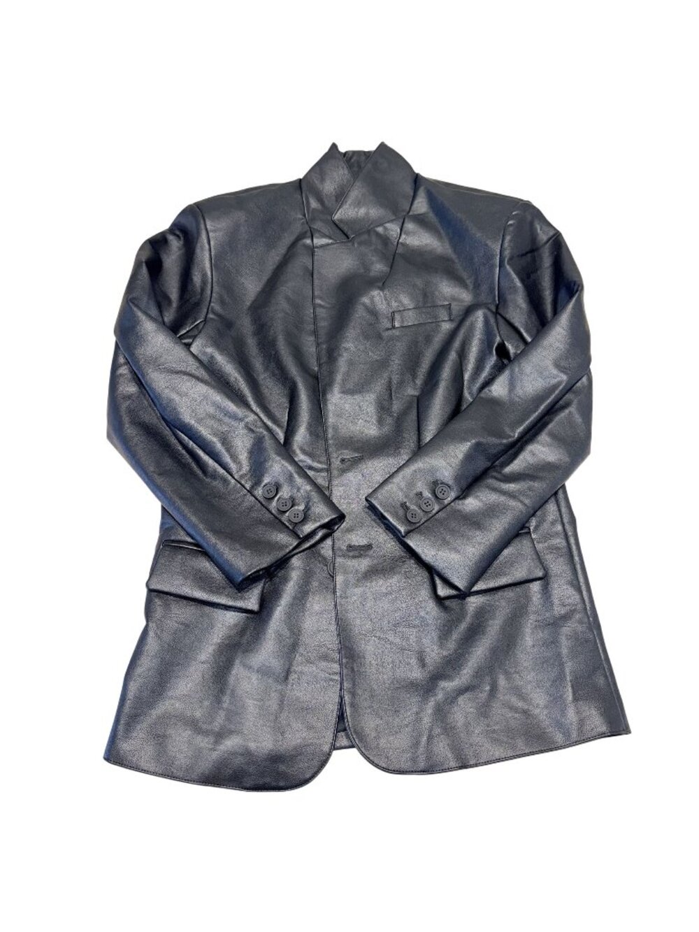 NWT Khy Black Faux Leather Oversized Blazer Jacket Women's XXS/XS